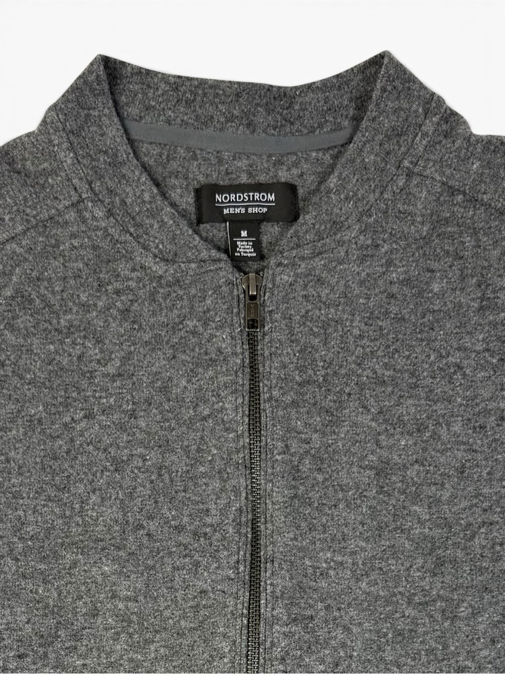 Nordstrom Men’s Shop Heather Gray Wool Zip Bomber Sweatshirt Jacket M